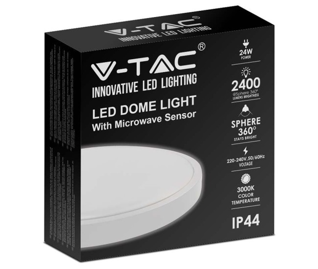 Plafoniera led 24w 3000k ip44 cu senzor de miscare