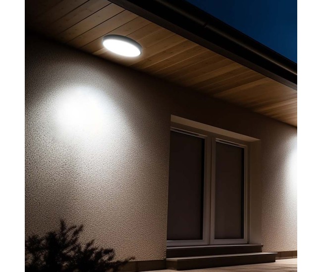 Plafoniera led 18w ip44 cu senzor 4000k alb neutru - negru