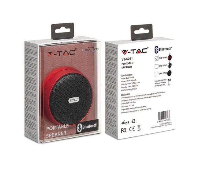 Mini boxa bluetooth portabila 4w - rosu