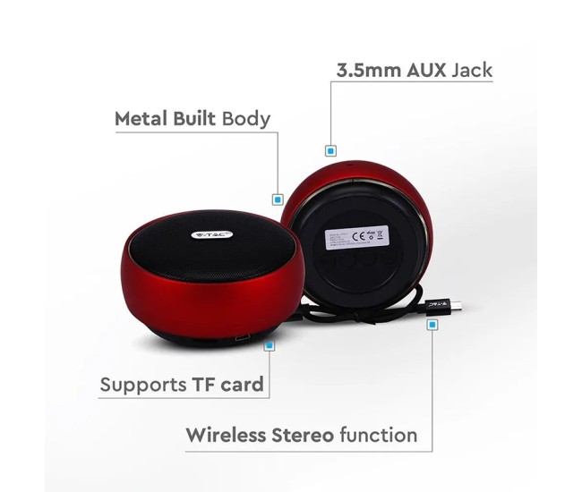 Mini boxa bluetooth portabila 4w - rosu