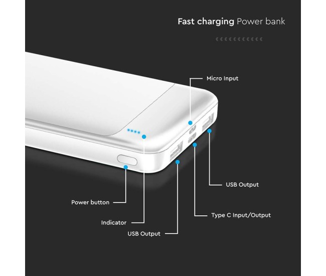 Power bank 10000mah fast charge - alb