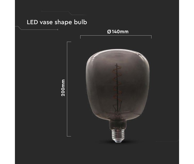 Bec filament led 4w e27 sticla neagra