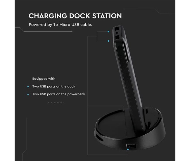 Power bank 8000mah incarcare wireless model stand - negru