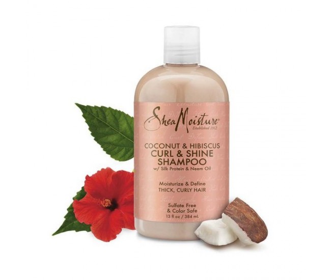 Sampon Pentru Stralucirea Buclelor Cu Hibiscus Si Nuca De Cocos Shea Moisture 385Ml