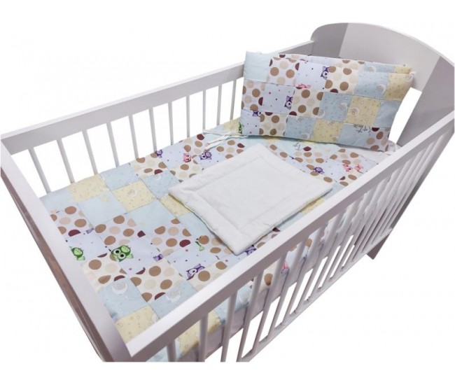 Lenjerie MyKids Mini Patratel Multicolor Buline Maro 4 Piese 120x60