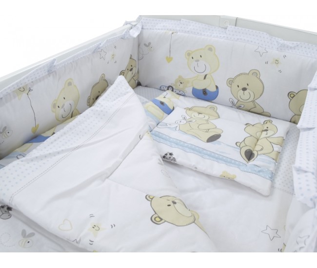 Lenjerie MyKids Teddy Play Blue M1 4 Piese 140x70