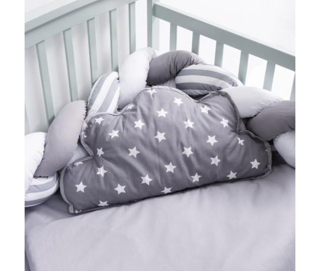 Lenjerie MyKids 6 piese Gray-White fara baldachin 120x60 cm