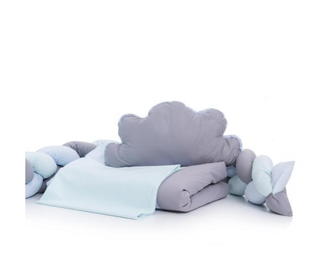 Lenjerie MyKids 6 piese Gray-Blue fara baldachin 120x60 cm