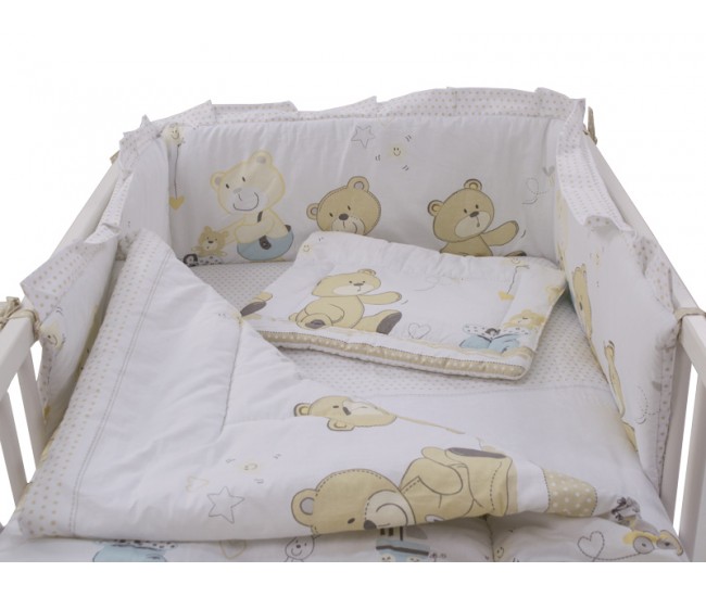 Lenjerie MyKids Teddy Play Bej 4 Piese M1 120x60