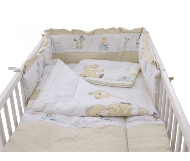 Lenjerie MyKids Teddy Play Bej 4 Piese M2 140x70