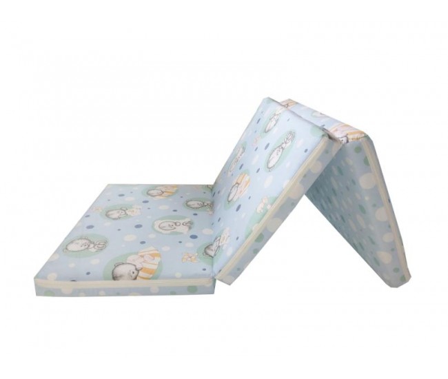 Saltea Pliabila copii MyKids Spuma Poliuretanica (Burete) Baby Teddy Blue