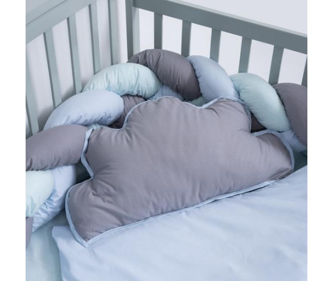 Lenjerie MyKids 6 piese Gray-Blue fara baldachin 120x60 cm