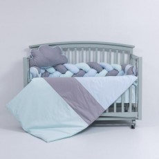 Lenjerie MyKids 6 piese Gray-Blue fara baldachin 120x60 cm