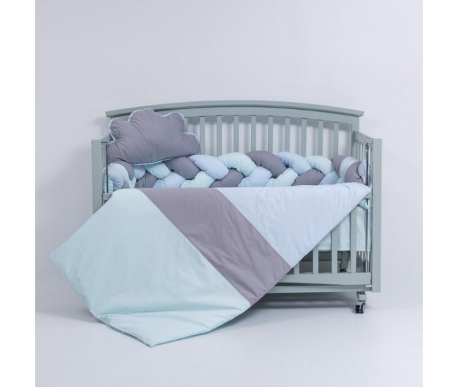 Lenjerie MyKids 6 piese Gray-Blue fara baldachin 120x60 cm