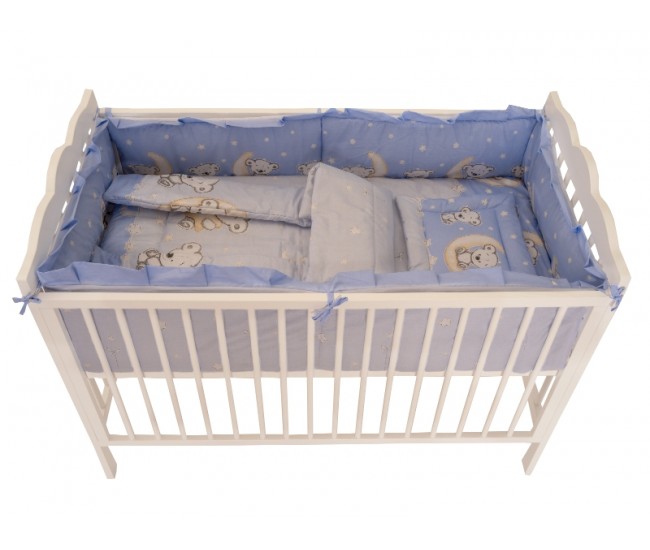 Lenjerie MyKids Bear On Moon Blue M2 4+1 Piese 120x60