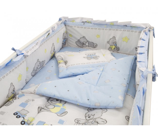 Lenjerie MyKids Teddy Toys Blue M2 4+1 Piese 140x70