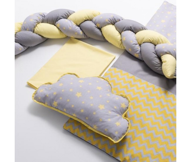 Lenjerie MyKids 6 piese Gray-Yellow fara baldachin 120x60 cm