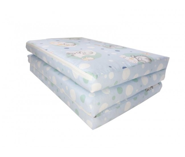 Saltea Pliabila copii MyKids Spuma Poliuretanica (Burete) Baby Teddy Blue