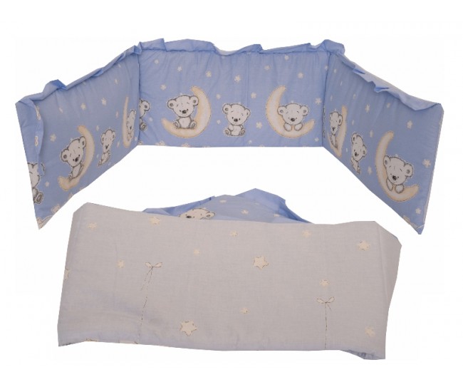 Lenjerie MyKids Bear On Moon Blue M2 4+1 Piese 120x60