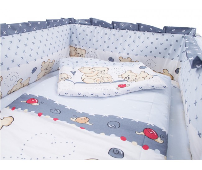 Lenjerie MyKids Teddy Friends Gri 4+1 Piese M2 120x60