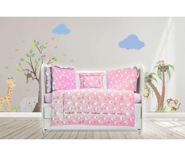 Lenjerie MyKids Dancing Bunny Roz 4+1 Piese 120x60