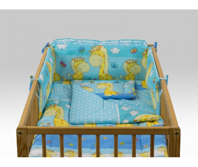 Lenjerie MyKids Happy Giraffe Albastru 4 Piese 140x70