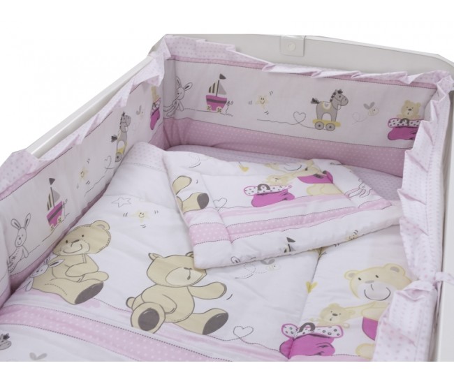 Lenjerie MyKids Teddy Play Pink M2 4 Piese 140x70