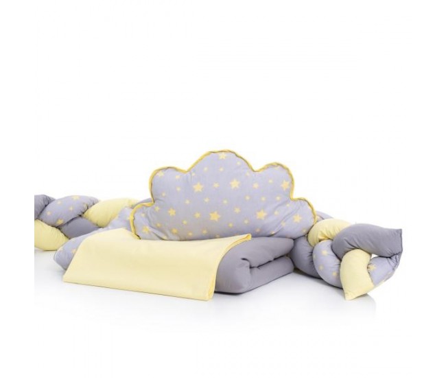 Lenjerie MyKids 6 piese Gray-Yellow fara baldachin 120x60 cm