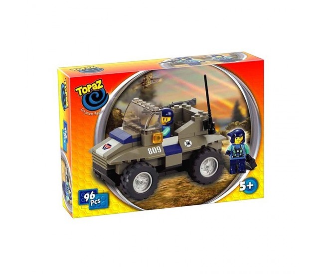 Set de construit tip lego-Masina de teren militara-96 piese