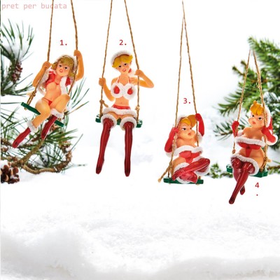 Ornament figurina pentru Brad Craciunite in leagan 10 cm