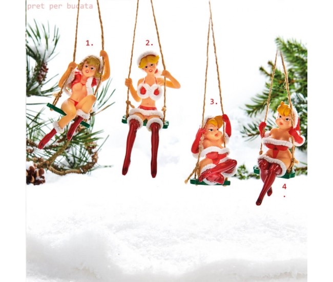 Ornament figurina pentru Brad Craciunite in leagan 10 cm