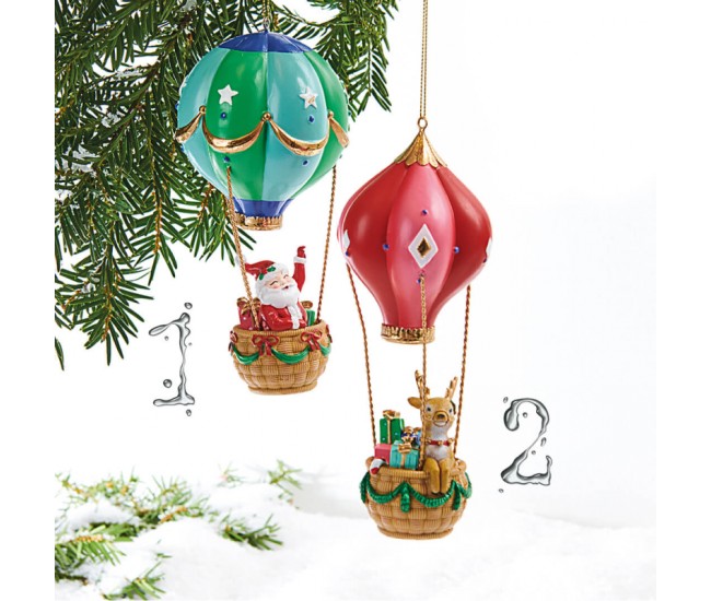 Ornament pentru brad-Mos Craciun in balon 17 cm