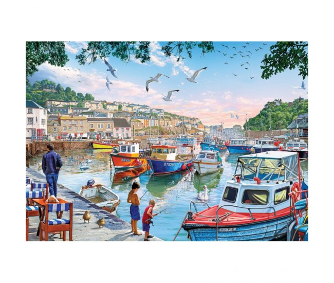 Puzzle 1000 piese - The Little Fishermen At The Harbour-Steve Crisp