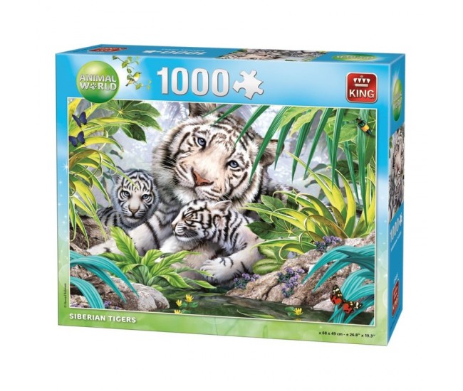 Puzzle 1000 piese Tigru Siberian alb