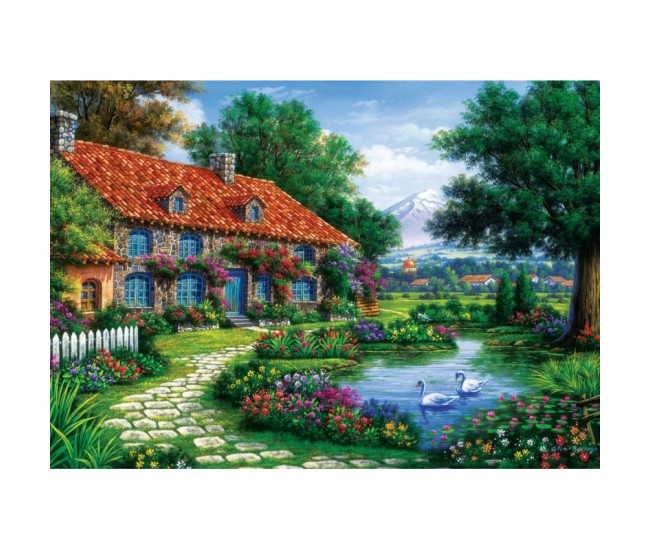 Puzzle 1500 piese - Garden With Swans