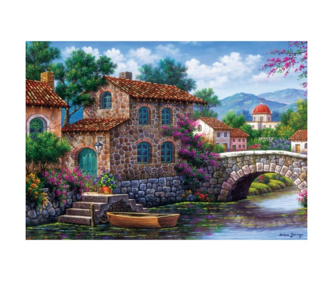 Puzzle 500 piese - Canal With Flowers-Arturo Zarraga