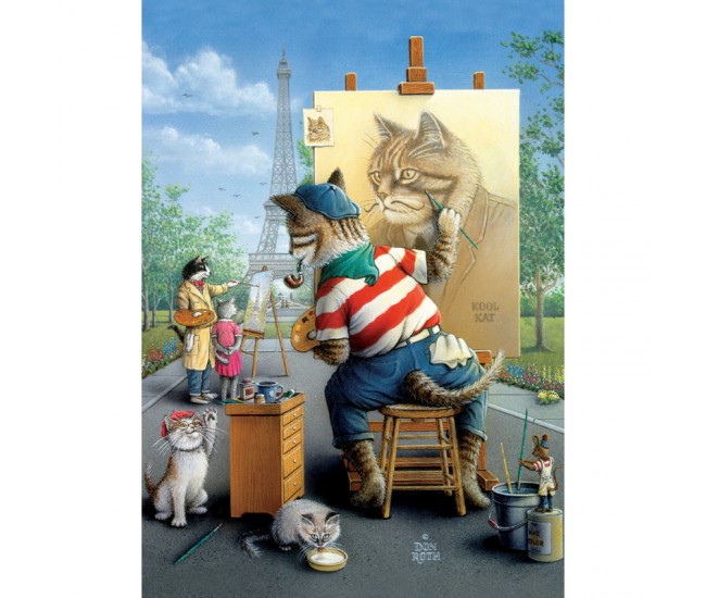 Puzzle 500 piese - The Painter Cat-Don Roth