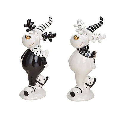 Rudolph Ren ceramic decorativ alb-negru 20 cm