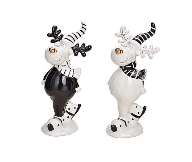 Rudolph Ren ceramic decorativ alb-negru 20 cm