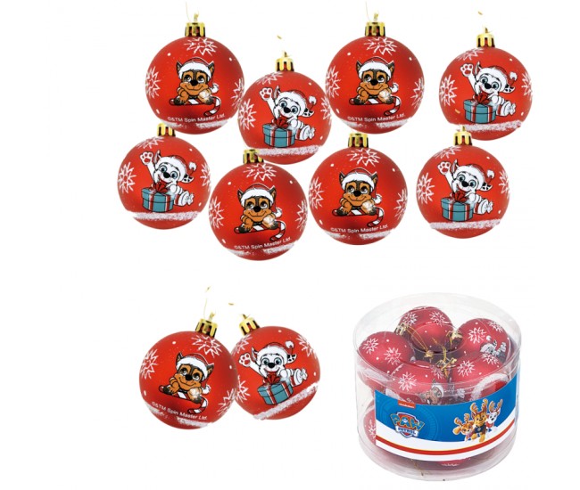 Set 10 Globuri brad Craciun Paw Patrol 6cm