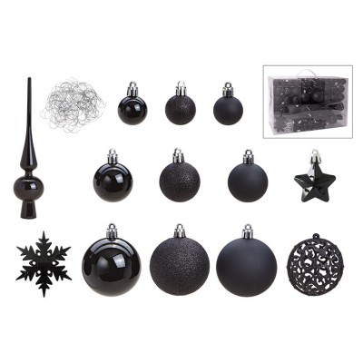 Set 111 globuri negre elegante pentru brad