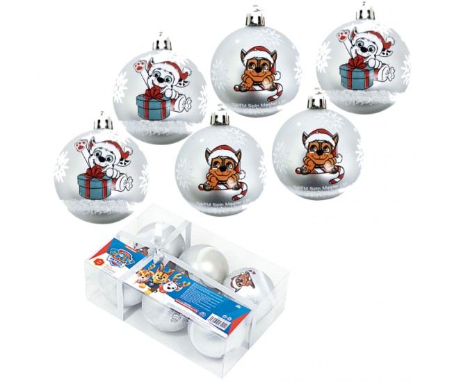 Set 6 Globuri brad Craciun Paw Patrol argintii