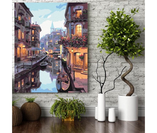 Set pictura pe numere (panza) Canal in Venetia 50x40 cm