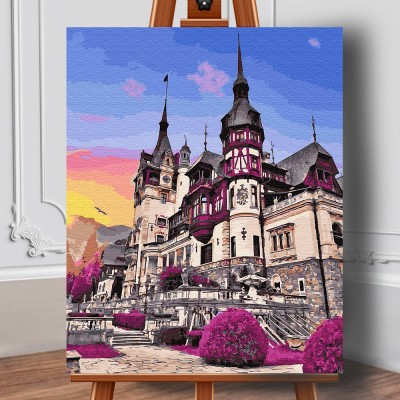 Set pictura pe numere (panza) Castelul Peles din Romania 50x40 cm