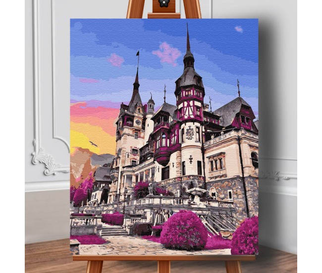 Set pictura pe numere (panza) Castelul Peles din Romania 50x40 cm