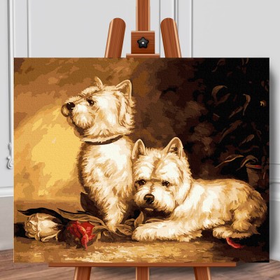 Set pictura pe numere (panza) Catei Westie 40x50 cm