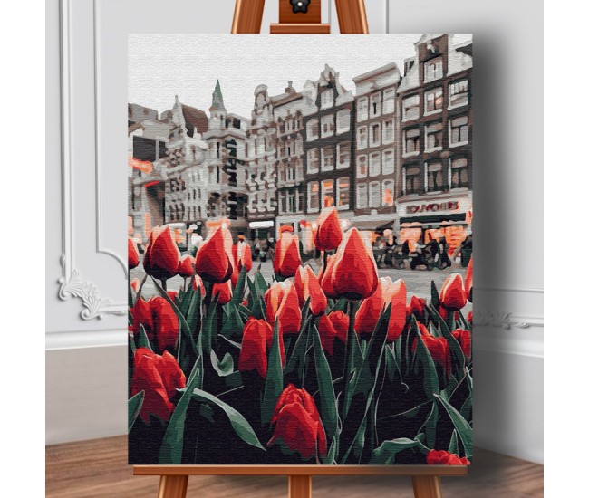 Set pictura pe numere (panza) Lalele in Amsterdam 50x40 cm