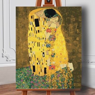 Set pictura pe numere (panza) Sarutul - Gustav Klimt 50x40 cm