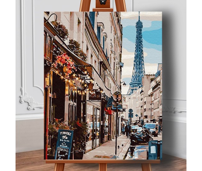 Set pictura pe numere (panza) Un colt din Paris 50x40 cm