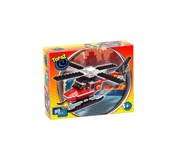 Set de construit tip lego-Elicopter pompieri-88 piese